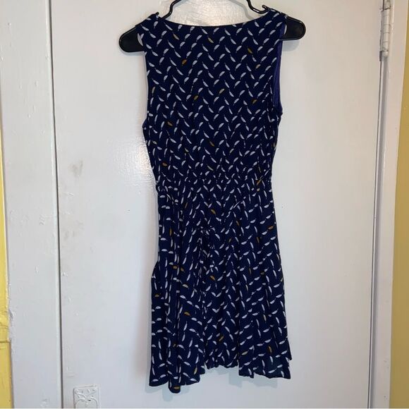 Paper Plane London Navy Feather Print Sleeveless Dress Women’s Small - Picture 4 of 9